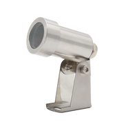 Metallic outdoor light fixture on a white background