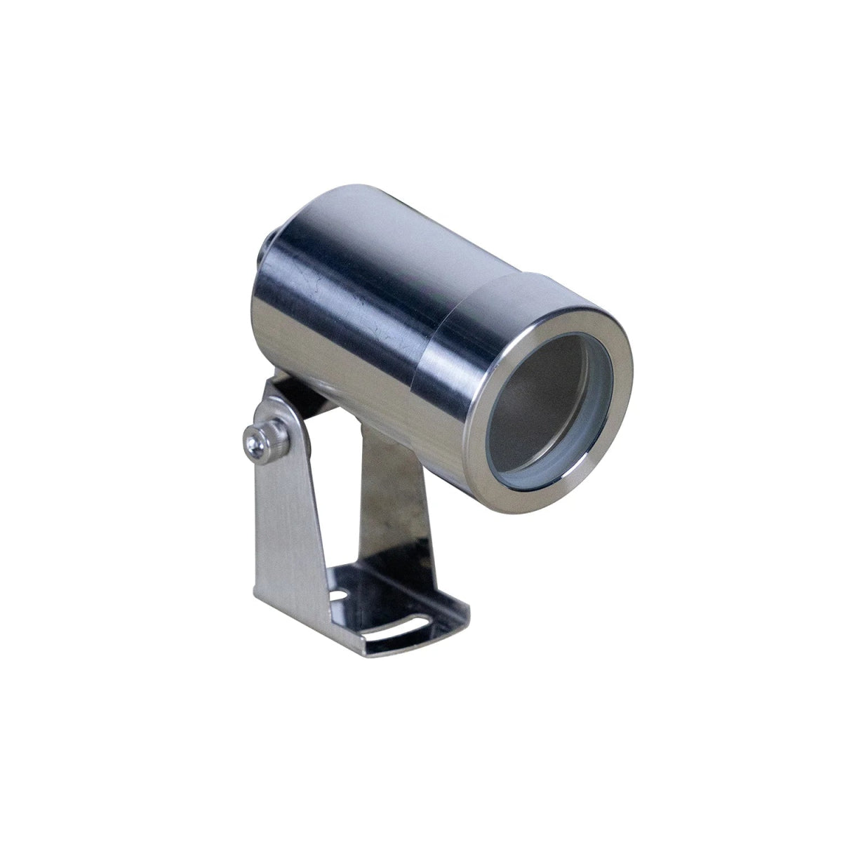 Metallic cylindrical light fixture on a white background