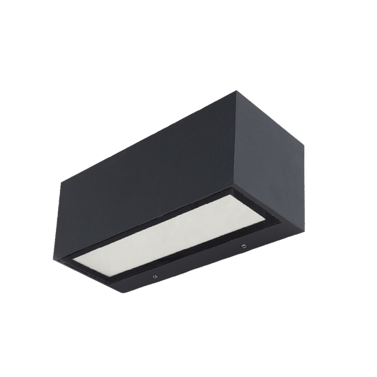 Black rectangular ceiling light fixture on a green background