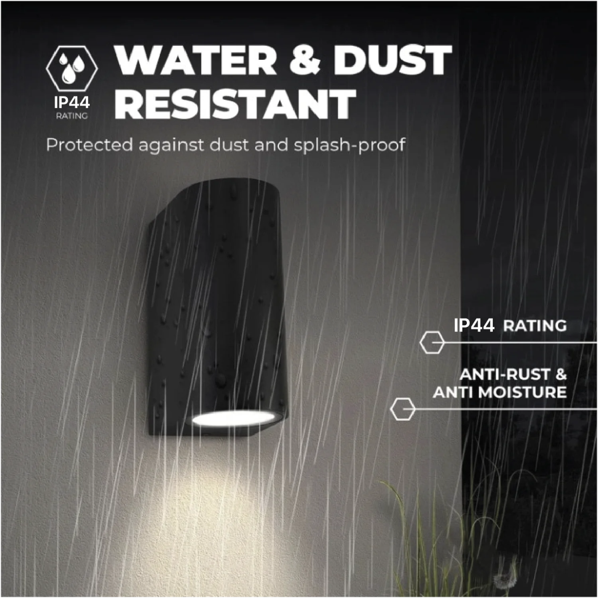 كشاف جداري عصري مع قاعدة GU10 - إضاءة جدارية خارجية مزدوجة لأعلى وأسفل (BD1002)