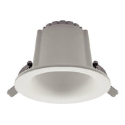 A recessed LED downlight fixture in a matte white finish, shown from a front-facing perspective against a solid white background.