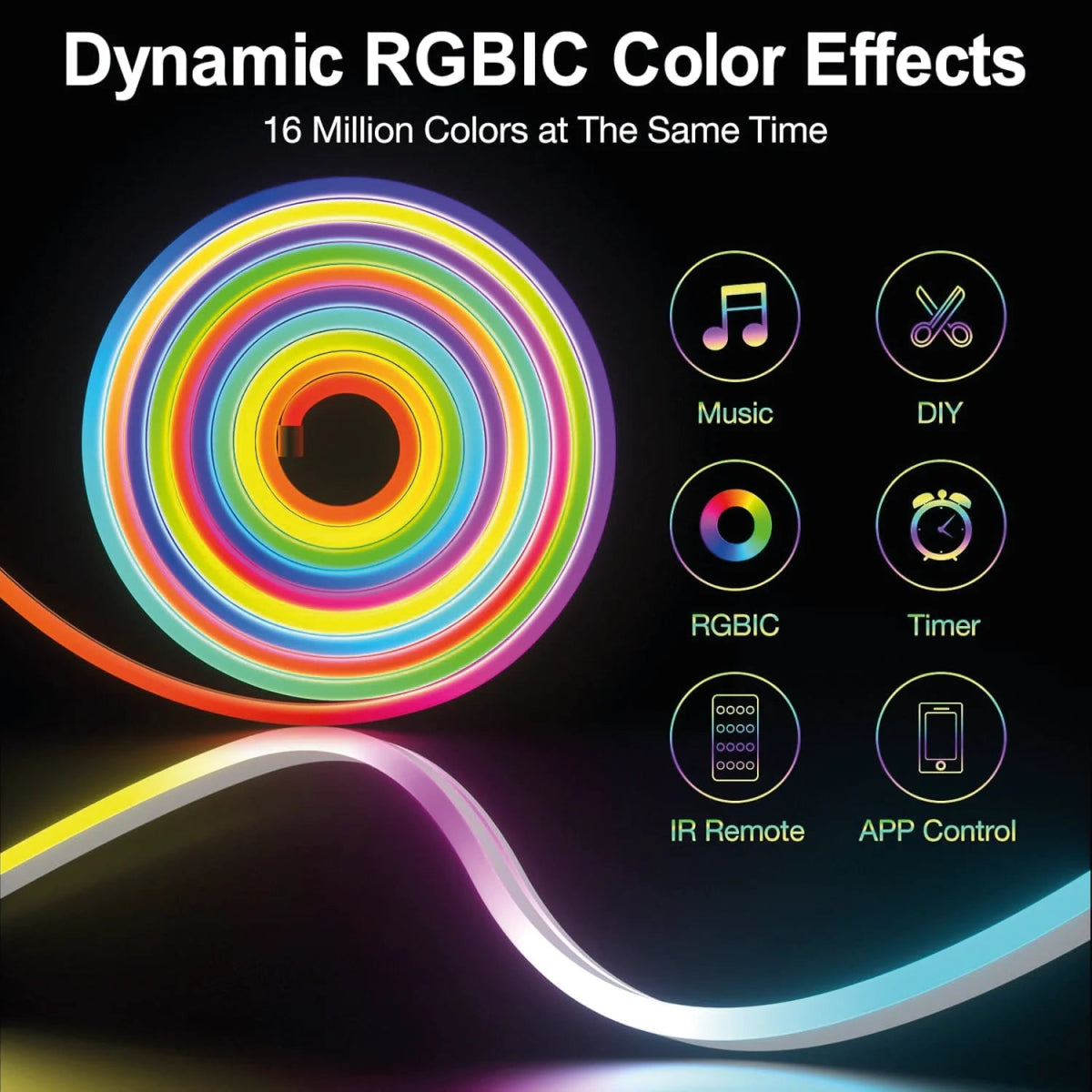 شريط إضاءة ليد مرن بتقنية USB وتزامن موسيقي - إضاءة ذكية 5 متر من الترالايت (RGB Flex Light)