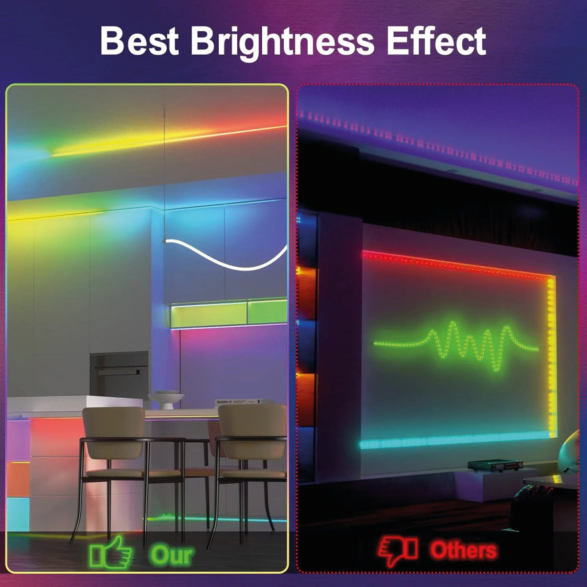 شريط إضاءة ليد مرن بتقنية USB وتزامن موسيقي - إضاءة ذكية 5 متر من الترالايت (RGB Flex Light)