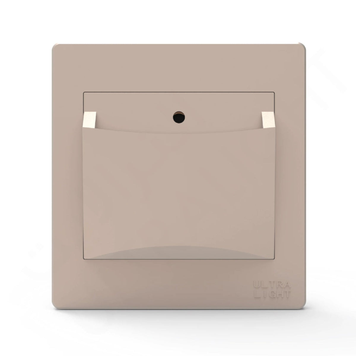 Beige pouch with a clear pocket on a white background