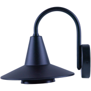 Black outdoor wall light fixture on a white background