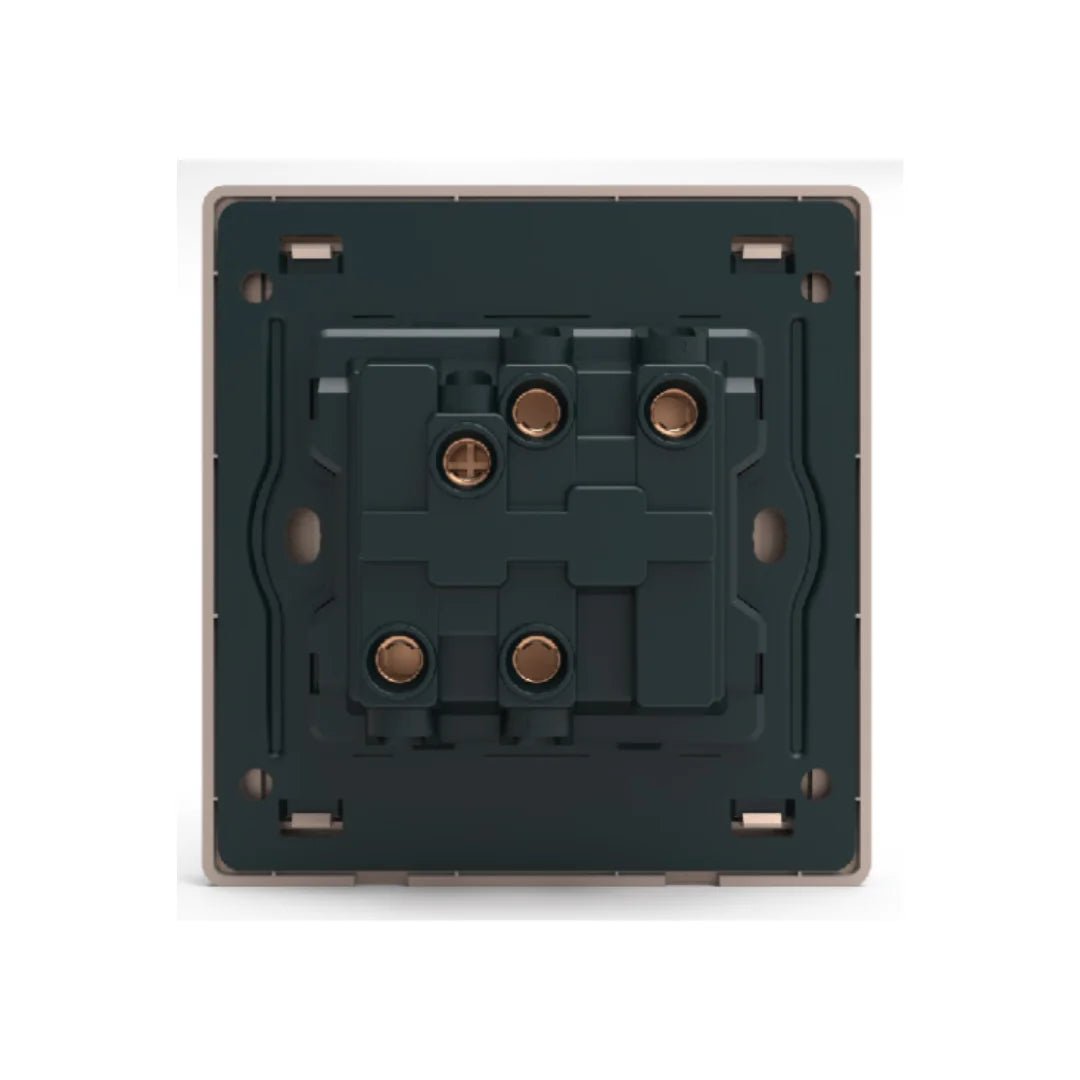 Dark green electrical switch panel on a white background
