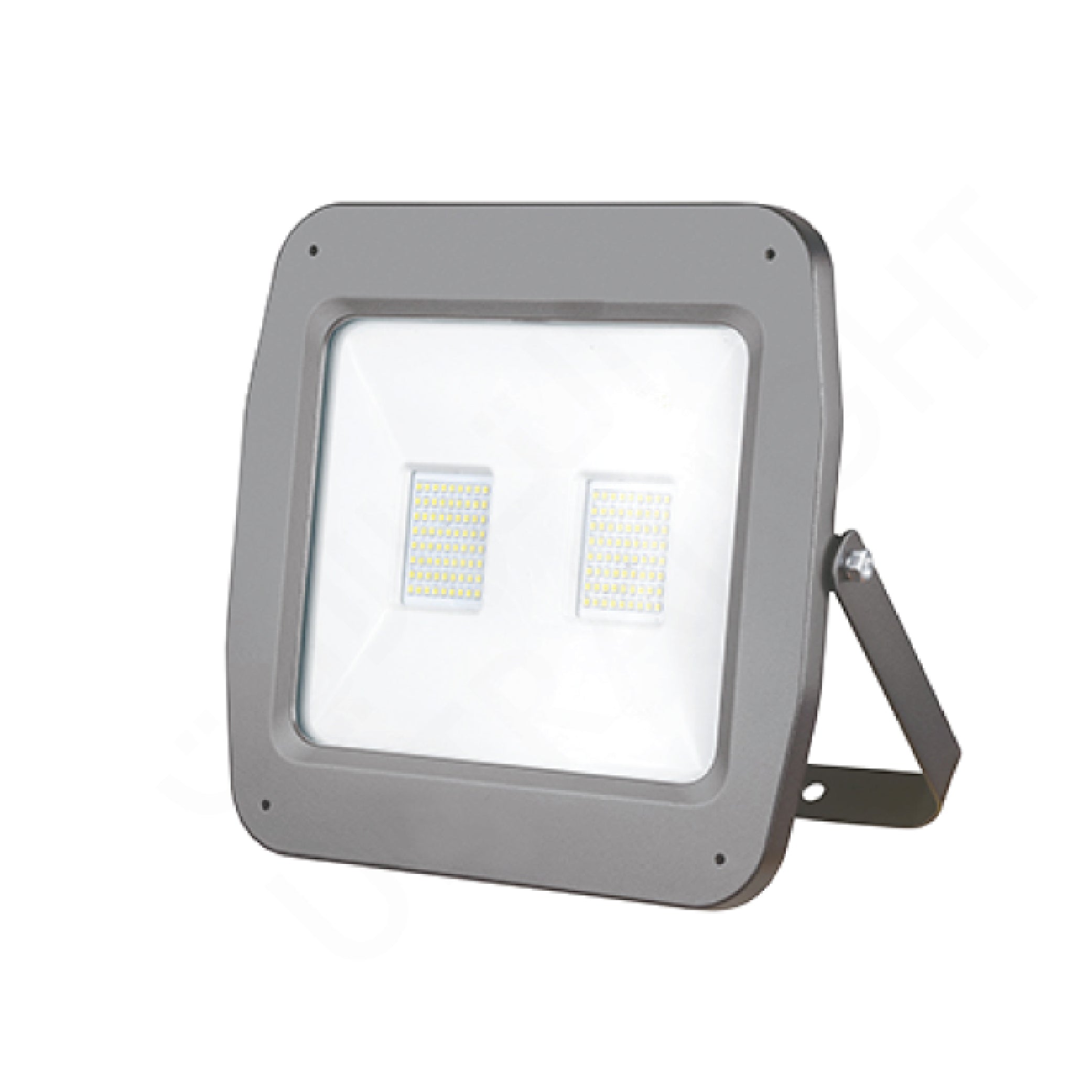 An ultralight outdoor LED floodlight with a modern design, featuring a grey housing and an array of LED lights on the front.
