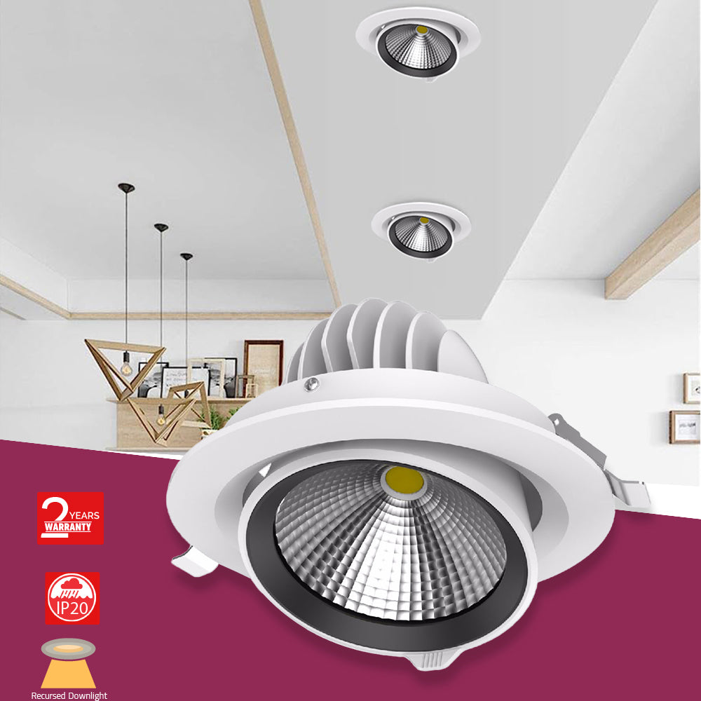 سبوت لايت سقفي مدمج قابل للتوجيه من الترالايت (BR6244) | إضاءة داخلية قوية بقدرة 45 واط