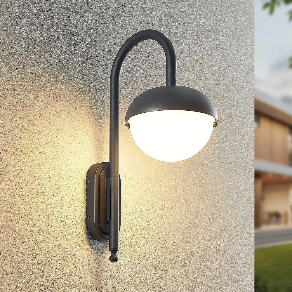 Ultralight Modern Wall Light (FYL0228A) glowing with sleek black frame mounted on outdoor wall at dusk.