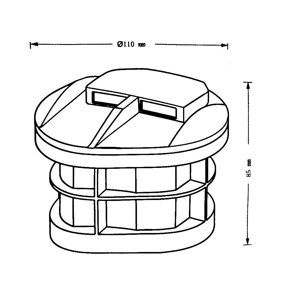 Outdoor light fixture with green LED lights on a white background