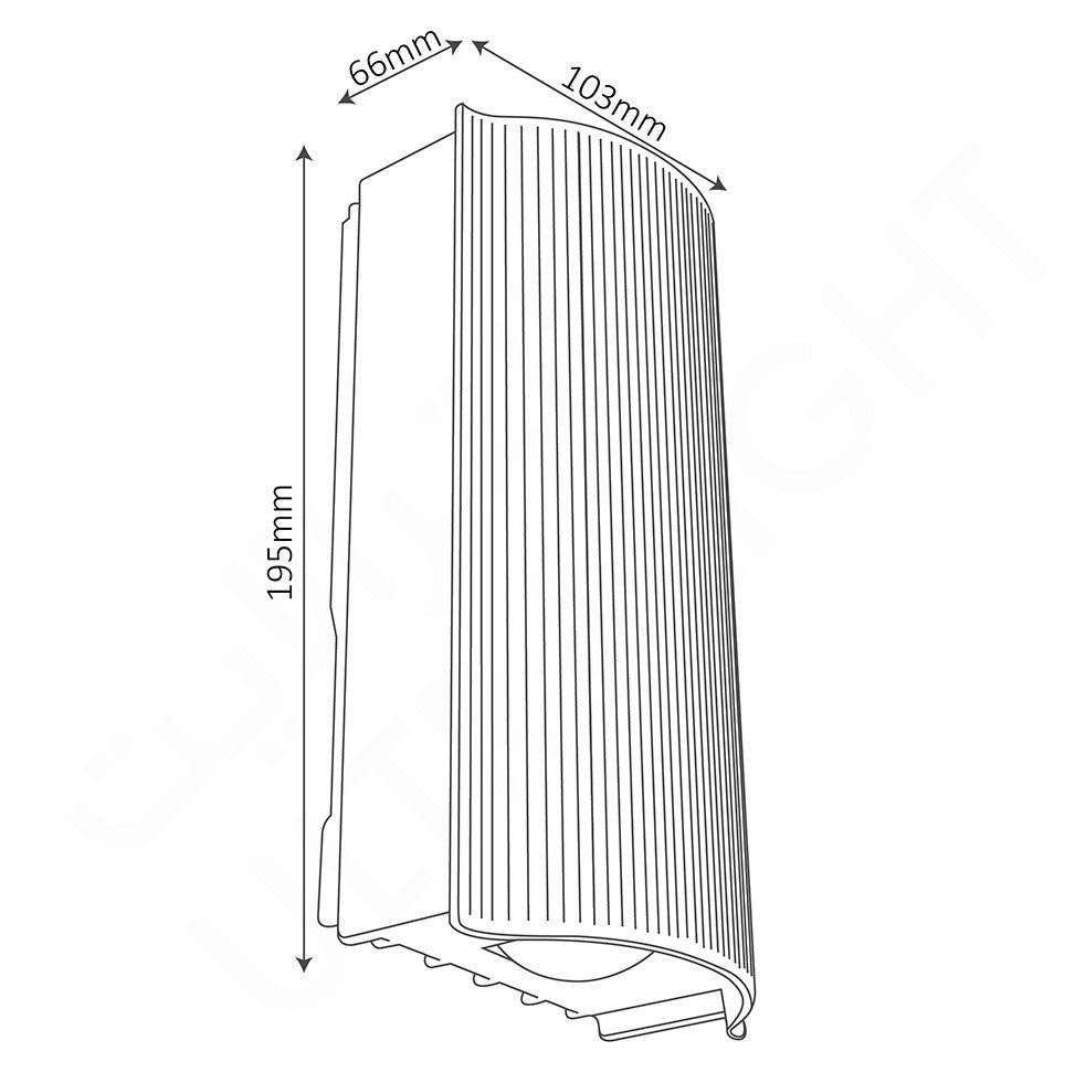 Ultralight Modern Wall Light (TK-G166) detailed line drawing with dimensions for contemporary lighting design.