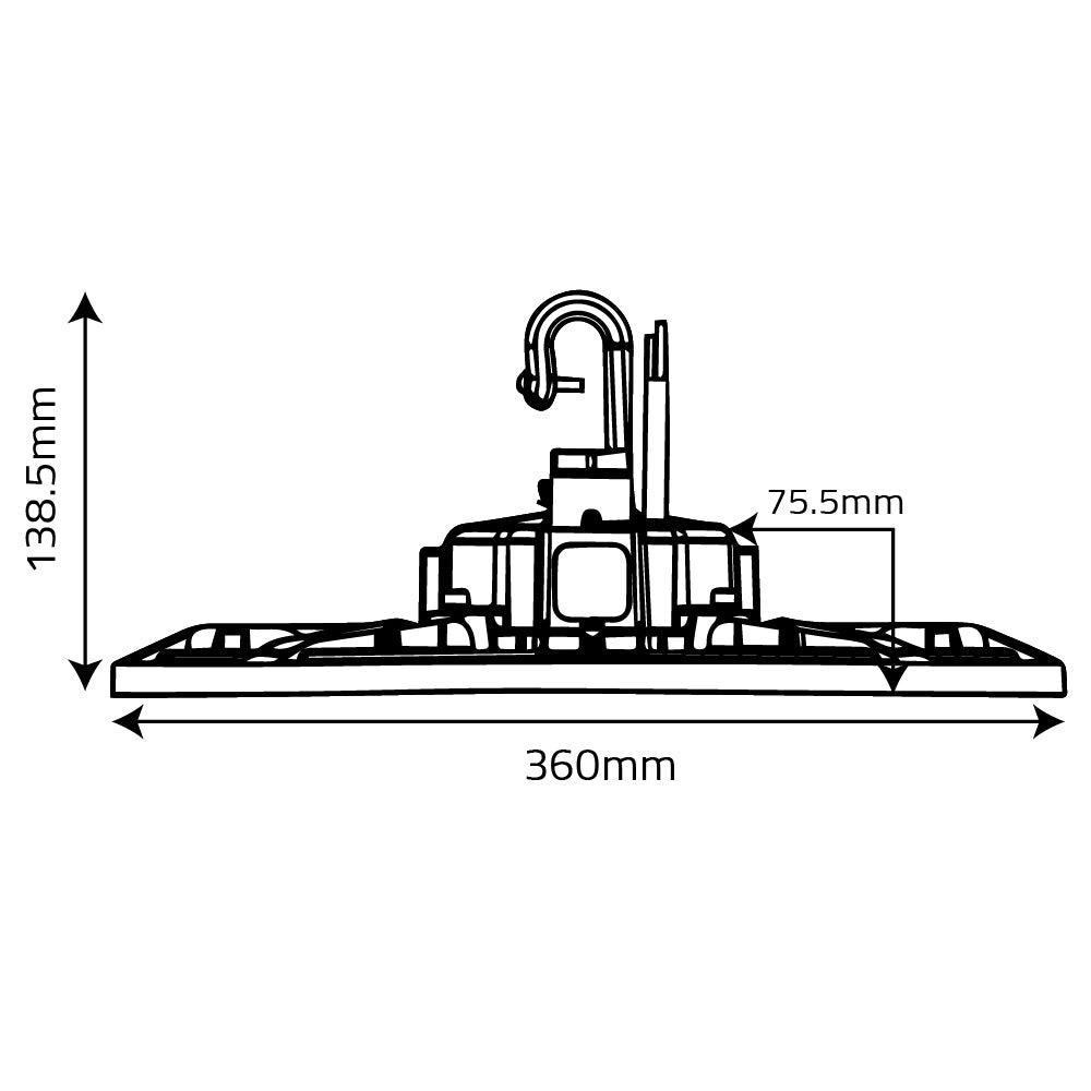 UltraLight LED High Bay Light with 5-Year Warranty (UTL-HD11) technical drawing with dimensions in millimeters.