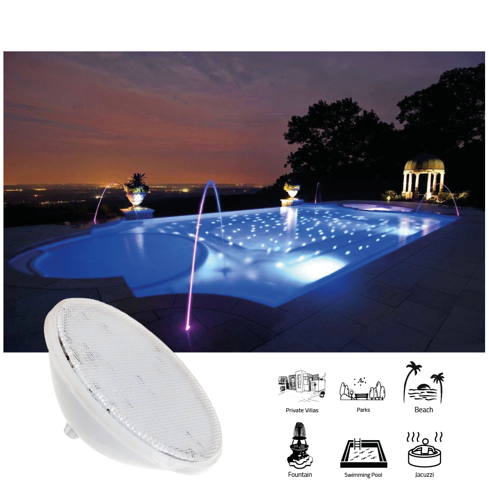 GX16D لمبة مسبح مسطحة ضد الماء بقوة 24 واط بقاعدة (BD-PAR56) 