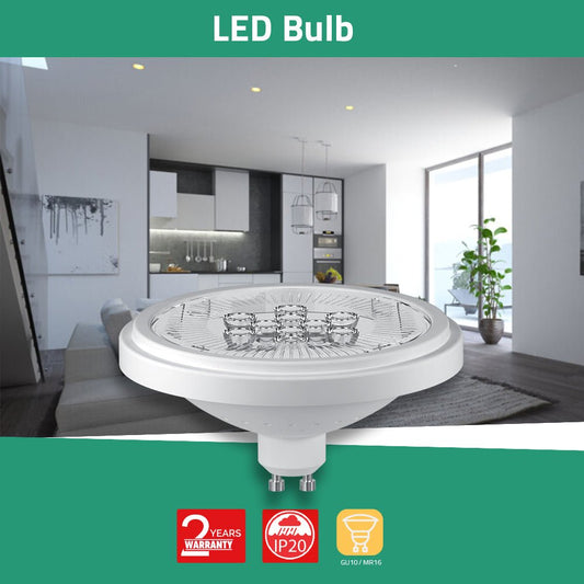Ultra-Light AR111 Bulb Design, With Power 10.5W , illuminate Spot-light with Beam Angle 40° , and GU10 Bulb Base
