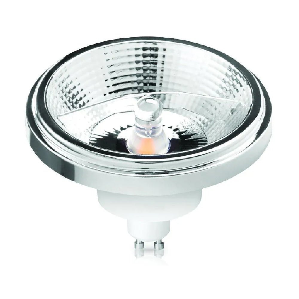 Light bulb with a clear glass cover on a white background