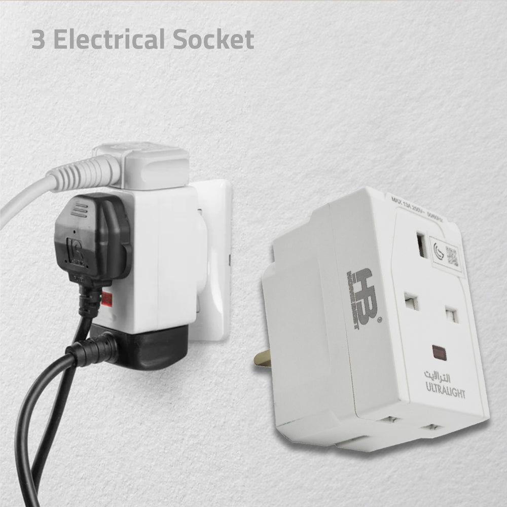 Ultralight 3-Way Extension Cord With USB (AU009L)