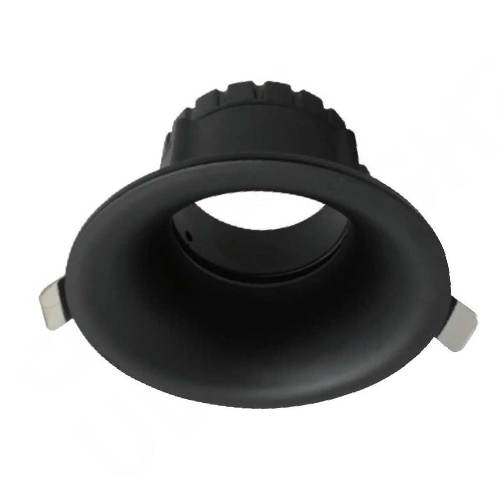 Black recessed ceiling light on a white background