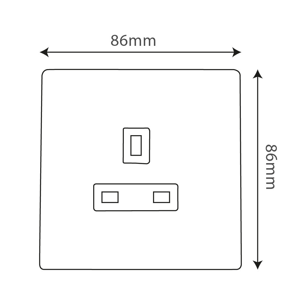 A white, double pole, wall mounted electrical socket
