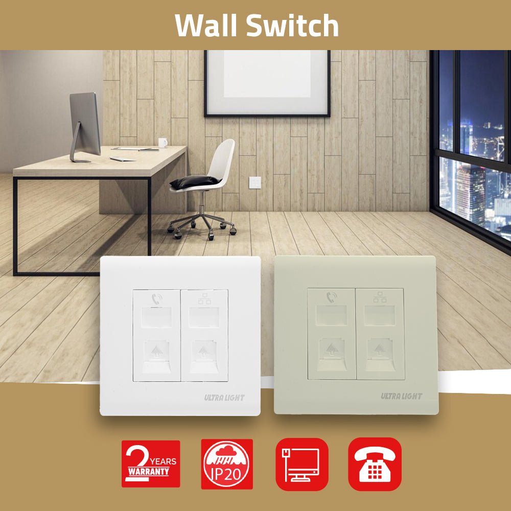 Ultralight Innova Telephone and Network Socket (W86/1TEL/1LAN)