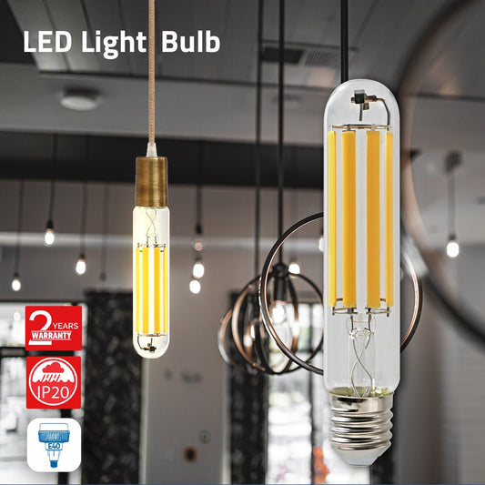 LED light bulbs with a blurred indoor background