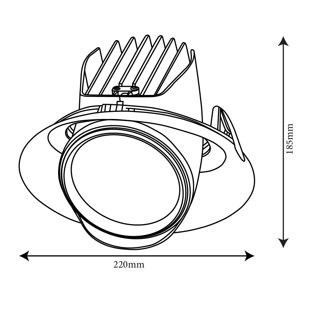 UltraLight Recessed Adjustable LED Ceiling Light (BR6244) | 45W Indoor Lighting