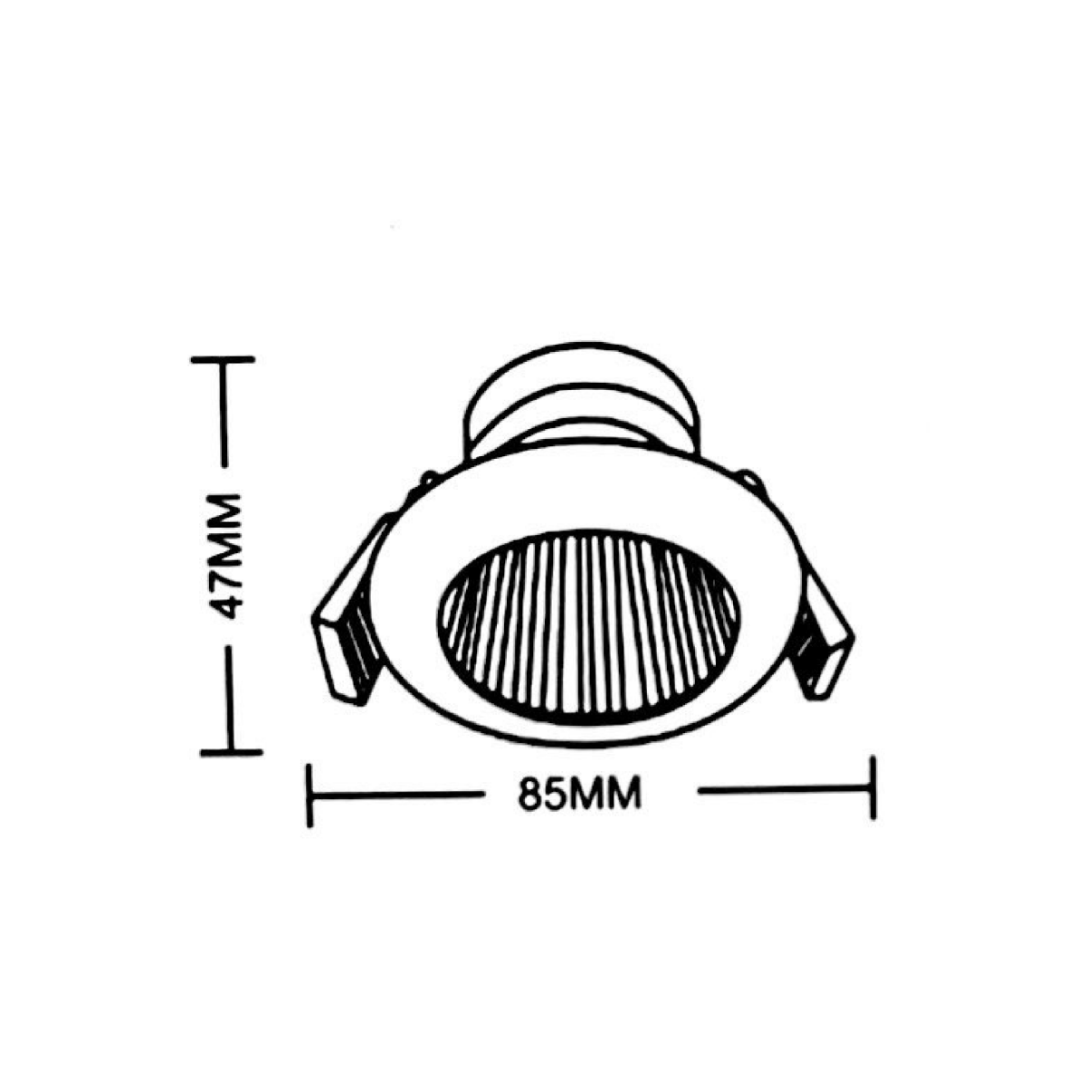 Technical drawing of a round component with dimensions labeled