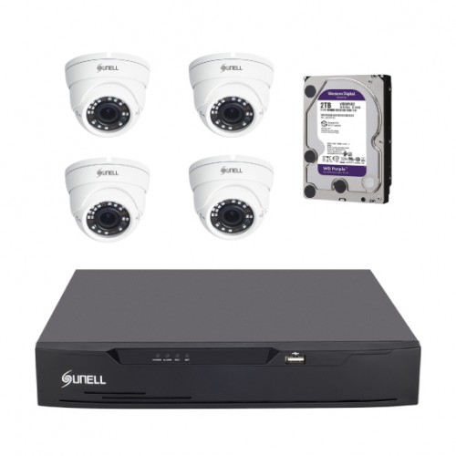 4 UHD cameras with 2TB purple WD HDD and 8 channels DVR