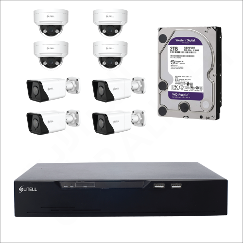 8 IP cameras (4MP) with 4TB purple WD HDD and 8 channels DVR